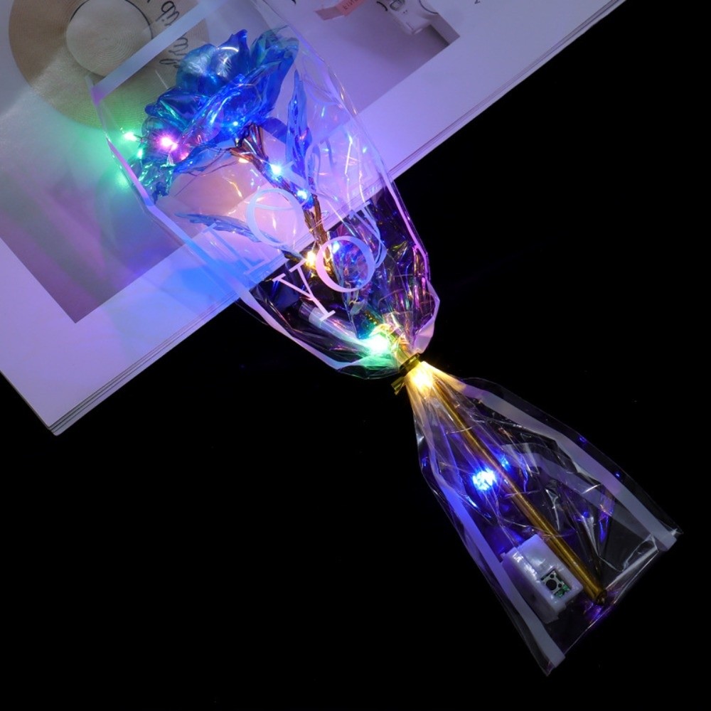 Photography Artificial Lighting - ดอกกุหลาบฟอยล์สีทองเรืองแสง ไฟ LED อุปกรณ์ประกอบฉากถ่ายภาพ ช่อดอกกุหลาบจำลอง ของขวัญวันแม่หลากสีสัน