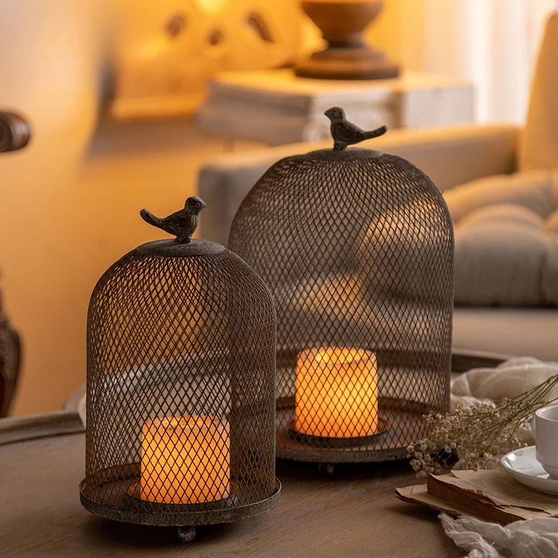Vintage Photography Lighting - Vintage Iron Birdcage เชิงเทียนถาดที่ถอดออกได้งานแต่งงาน/B & B