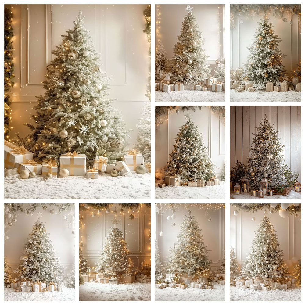 Photography Lighting White Background - Mehofondไฟต้นคริสต์มาสการถ่ายภาพฉากหลังครอบครัวเด็กPortrait Xmasสีขาวหิมะชั้นลูกบอลของขวัญตกแต่งพื้นหลัง