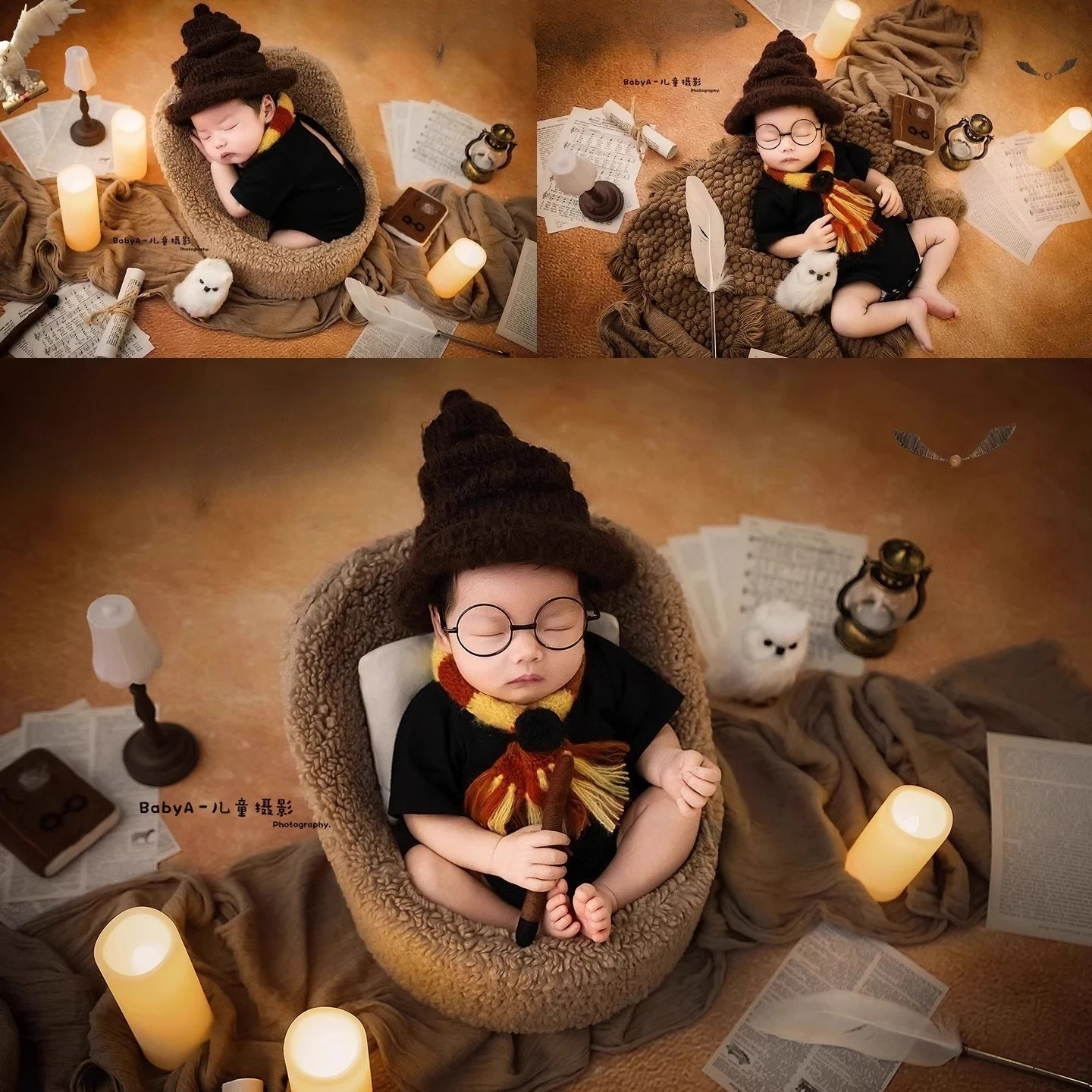 Lighting In Photography Book - อุปกรณ์ประกอบฉากการถ่ายภาพทารกแรกเกิด เสื้อผ้าเด็ก ชุดธีมวิทยาลัยเวทมนตร์ พร้อมไฟ หนังสือ โซฟาสำหรับจัดท่า