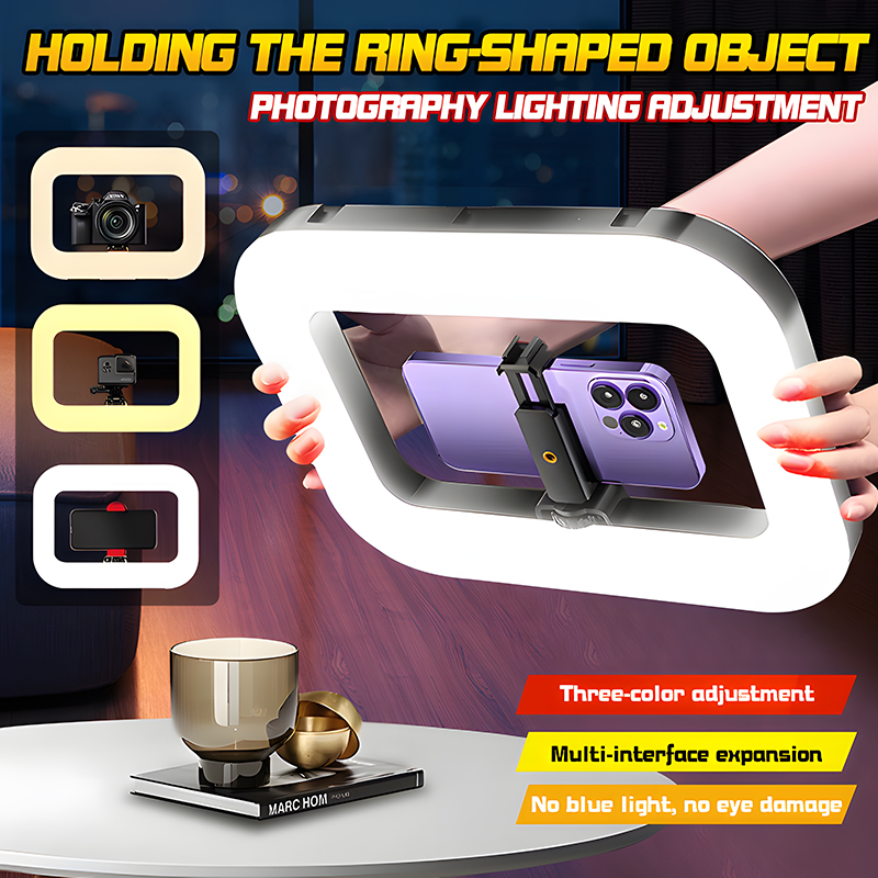 Photography Artificial Lighting - ไฟวงแหวน LED พกพาแบบชาร์จได้ Roreta สำหรับถ่ายทอดสด ถ่ายภาพ