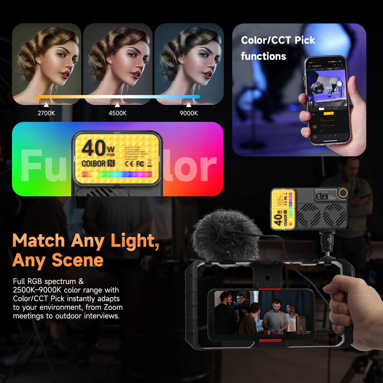 COLBOR PC40R RGB ไฟวิดีโอ LED  - Photography Lighting Material บทวิจารณ์และราคา