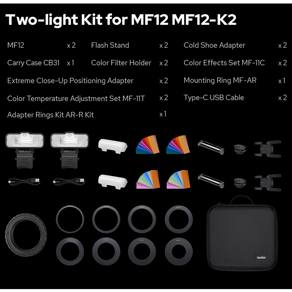 ชุดไฟแฟลชมาโคร Godox MF12-K2 2 - Photography Lighting Kit Godox บทวิจารณ์และราคา