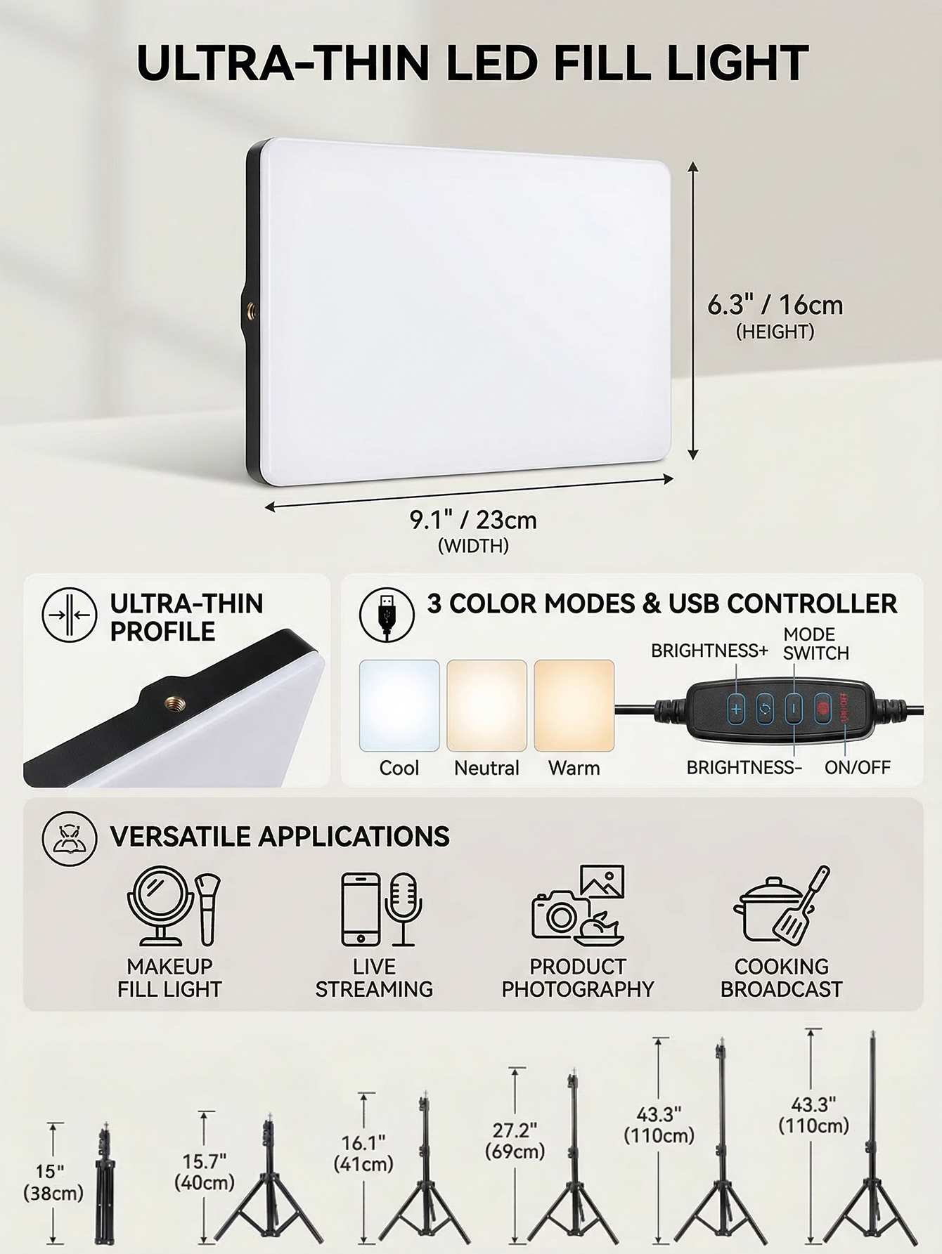ชุดไฟวงแหวนสำหรับไลฟ์สด: ไฟแผง - Photography Lighting Set บทวิจารณ์และราคา